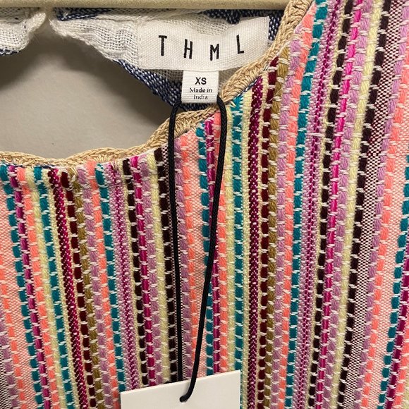 THML Striped Babydoll Top with Rainbow Embroidery - Picture 3 of 3